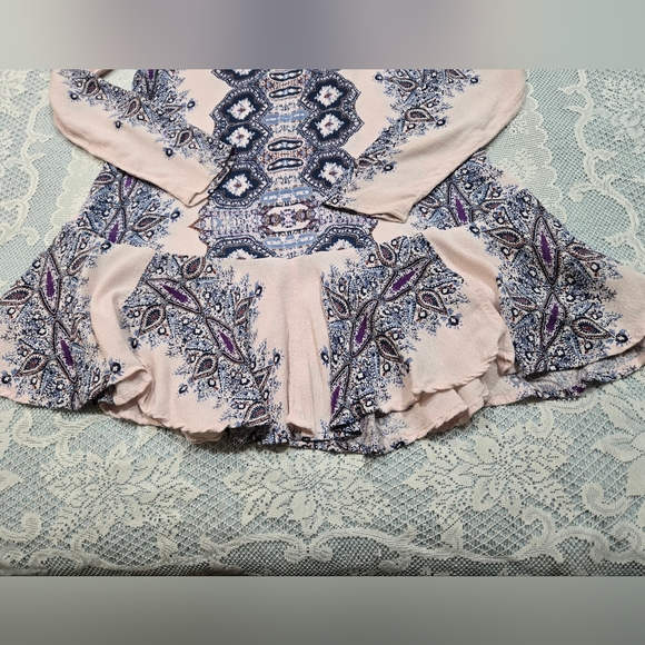 Free People Smooth Talker Tunic Dress Cream/Blue S - Picture 5 of 14